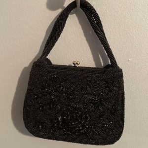 Vintage black beaded handbag